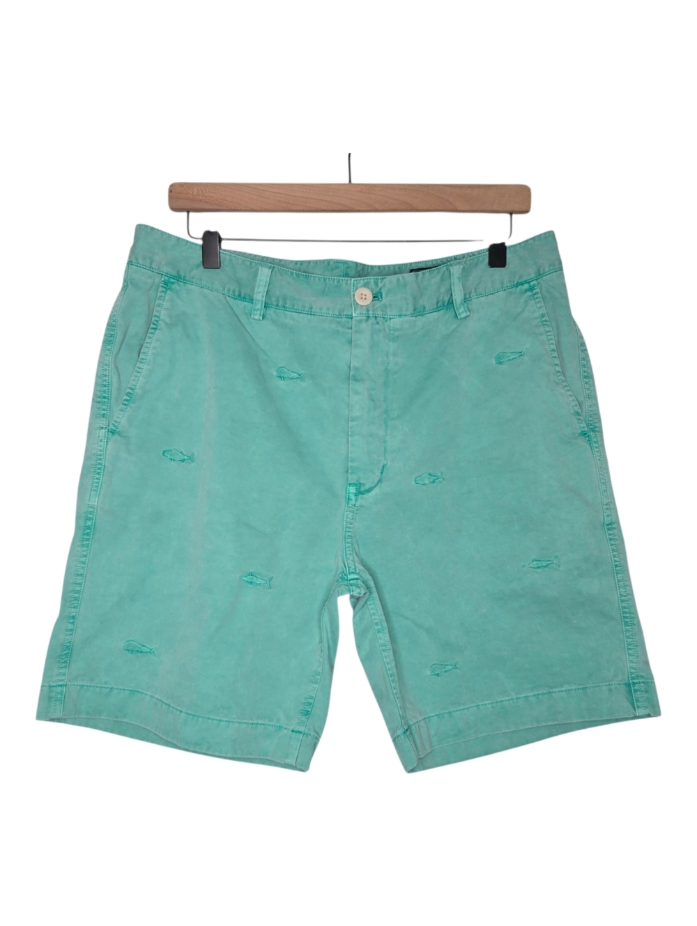 Vineyard Vines Mens Green Saltwash Embroidered Twill Island Chino Shorts 34